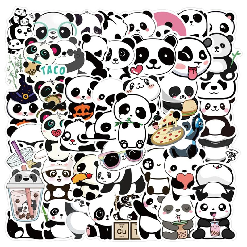 

50PCS Cute Cartoon Panda Stickers Kawaii Animal Sticker For Laptop Stationery Phone Scrapbooking Toys For Kids Gifts