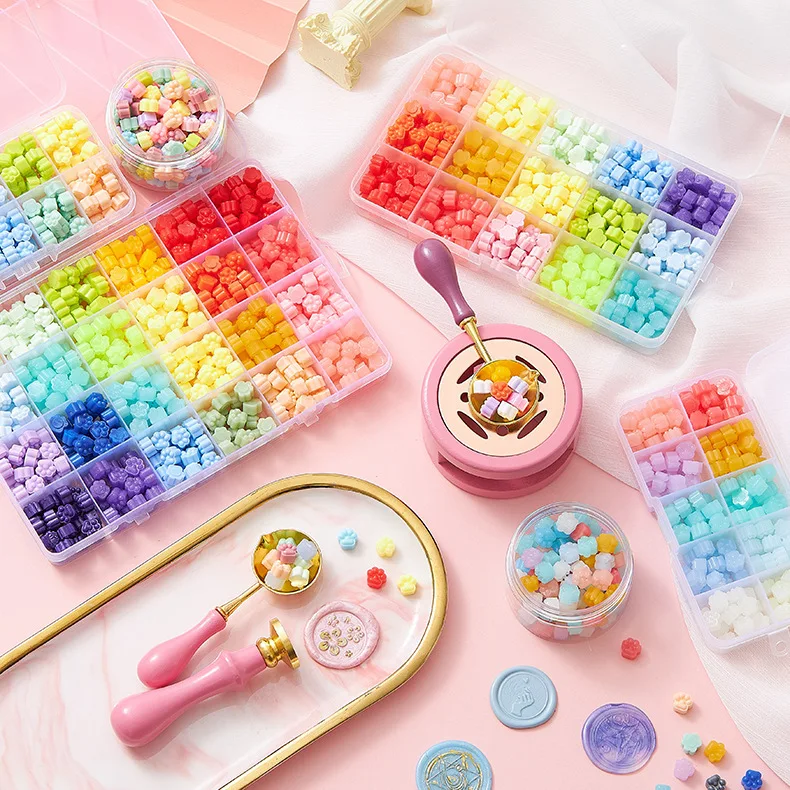 

Cat Claw Wax Particle Seal Handle Mixed Color Transparent Luminous Beads DIY Gift Envelope Decoration Stamp Set Scrapbooking