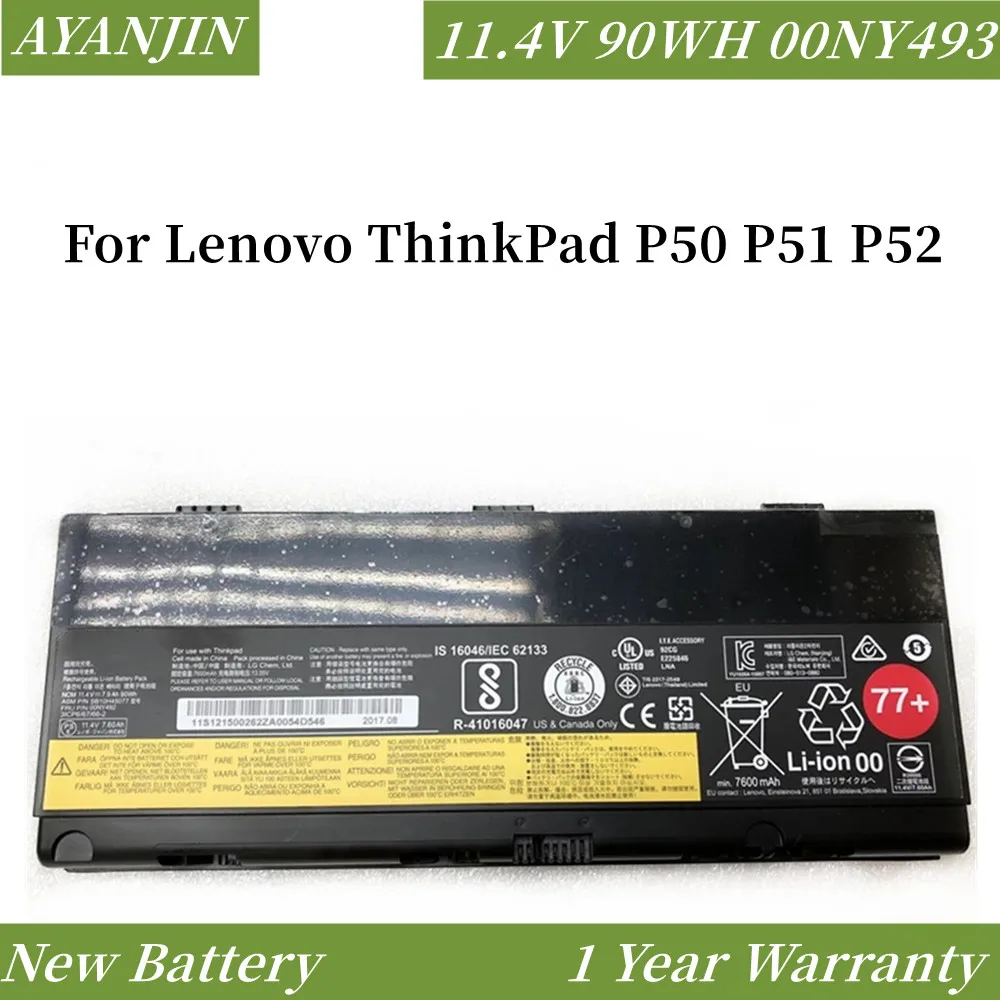 Аккумулятор для ноутбука LENOVO Thinkpad P50 P51 P52 00NY491 00NY492 SB10H45075 SB10H45076 SB10H45077 SB10H45078, 11,4 в, 90 Вт · ч