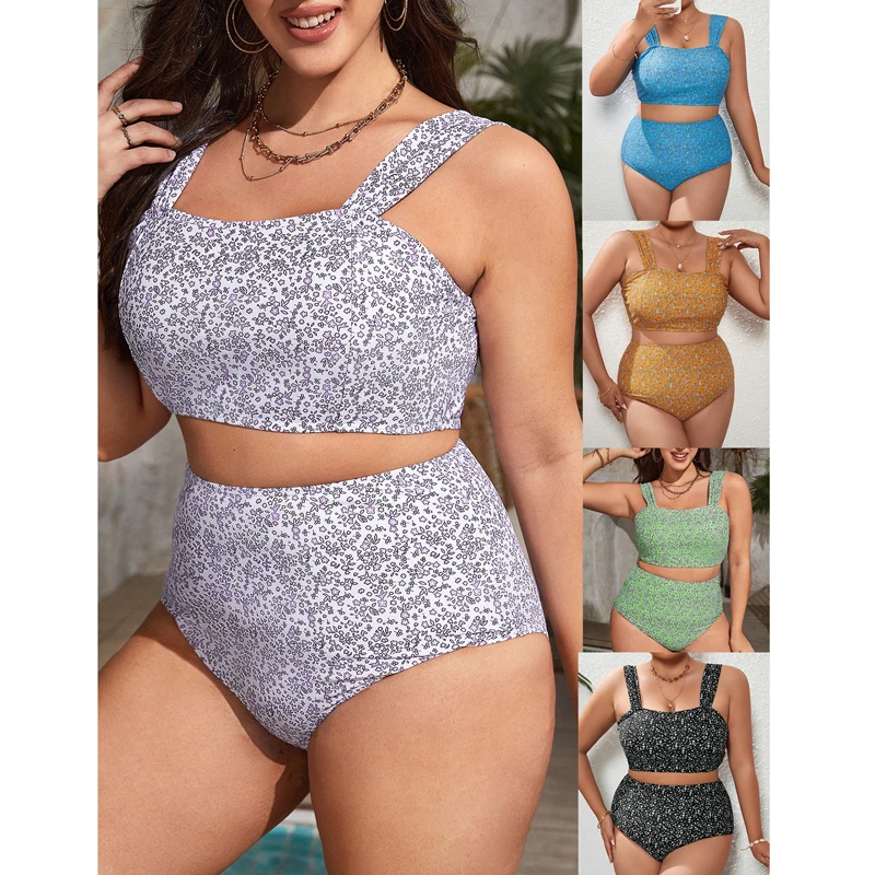 

2024 New Sexy Print Swimwear Women Push Up Bikinis Set Suspenders Two Piece Swimsuit Backless Large Size Bathing Suit
