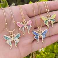 euramerican style butterfly pendant necklace for women boho stainless steel zircon inlay clavicle necklaces party jewelry gifts