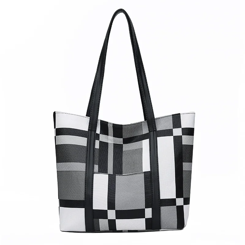 

Urban simple printed plaid contrast color women's shoulder bag Fashionable commuter atmospheric horizontal square tote handbag