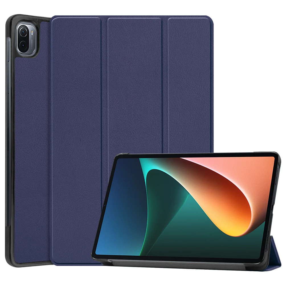 

For Xiaomi Mi Pad 5/5 Pro 11 inchCase PU Leather Shockproof Tri-folding Tablet Cover With Auto Wake up / Sleep Silicone Cover