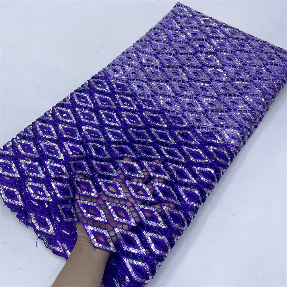 Африканский нигерийский тюль кружева ткань вышивка блестками Французская для