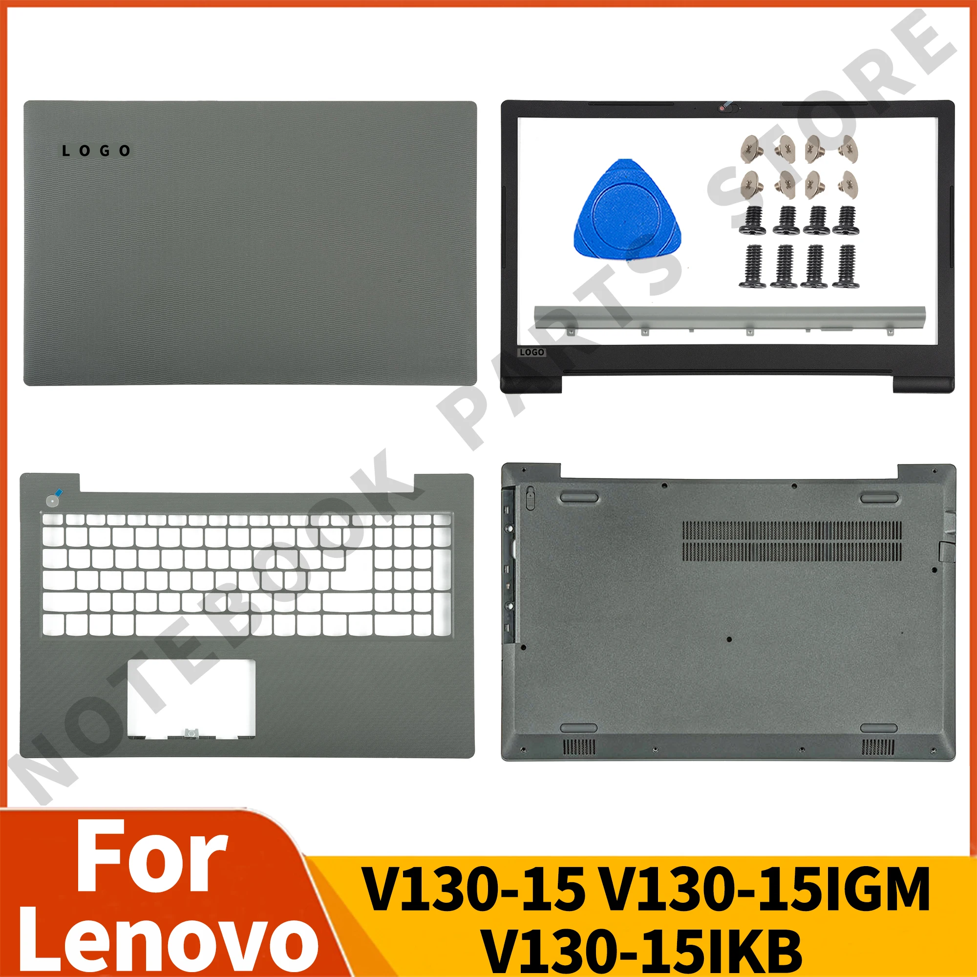 

Notebook Parts For Lenovo V130-15 V130-15IGM V130-15IKB LCD Back Cover LID Front Bezel Palmrest Bottom Case Laptop Shell Gray