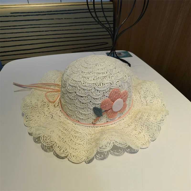 

Girl Hats Beach Hat Summer Straw Round Top Dome Solid Floral Kids Cute Casual Outdoor Women Summer Grils Sun Hat Chapeau Femme