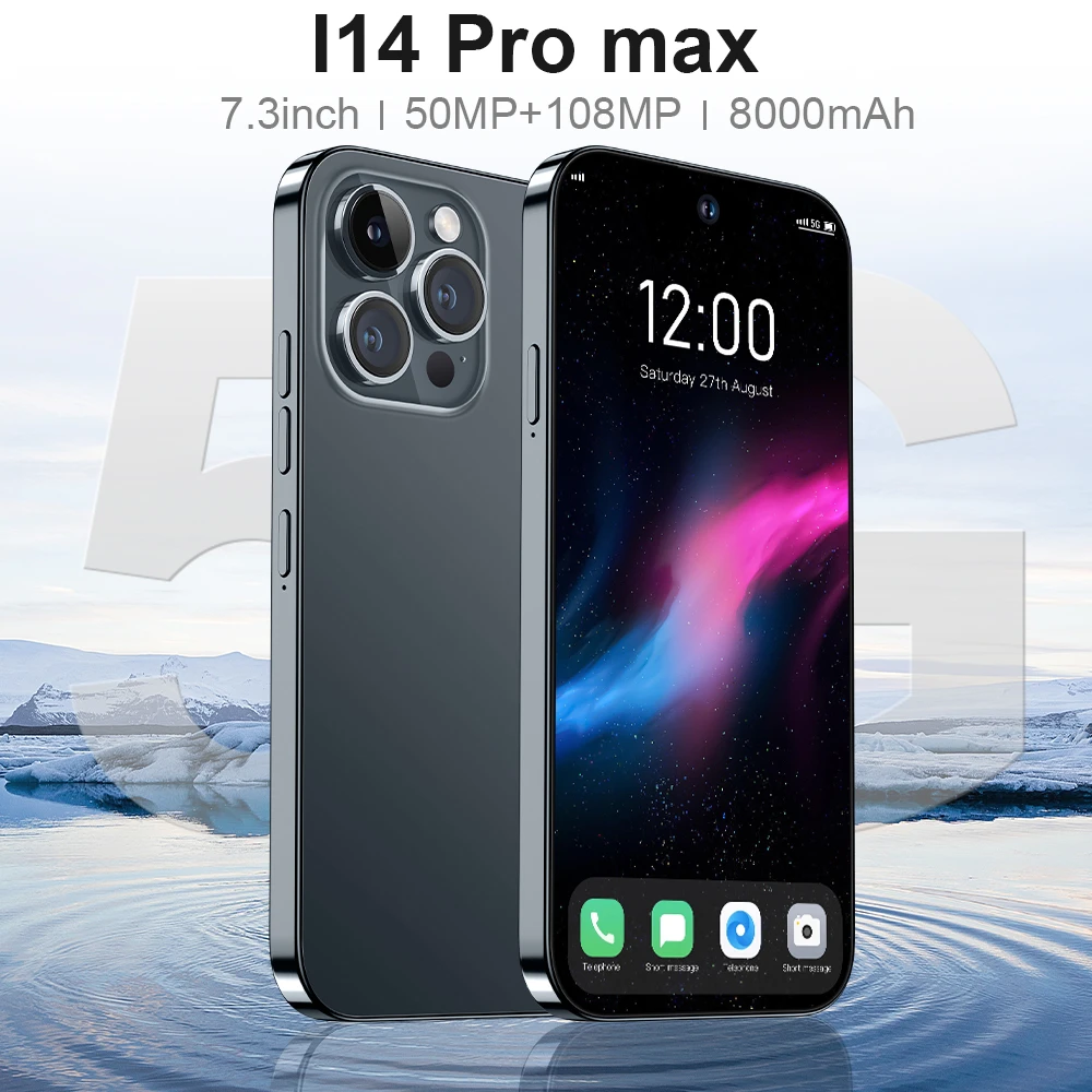 

2023 I14 Pro Max Smartphone Global Version 16GB 1TB Full Screen Mobile Phone 7.3Inch Cellphone 50+108MP Camera 6000mAh Android12