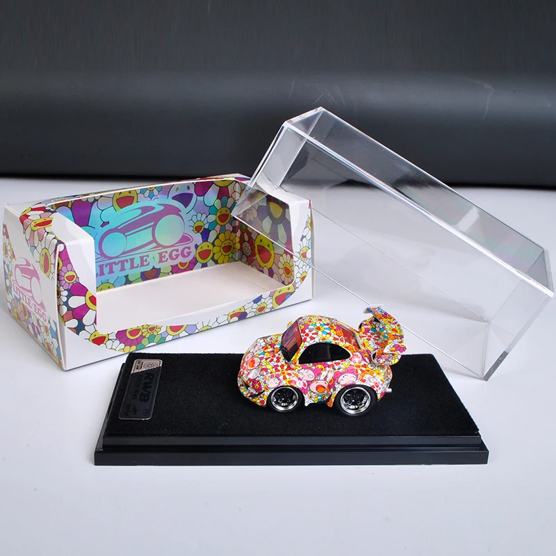 

Модель автомобиля, украшение Porsche 993 RWB egg Car Q version limited original 1:64, имитация подсолнуха, модель автомобиля, украшение, подарок