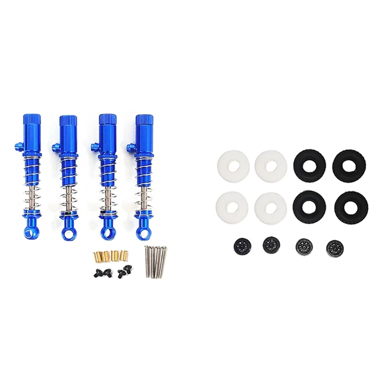 

2 Set RC Car Part: 1 Set Rubber Track Tires Spare Parts With Sponge And Wheel Rim & 1 Set Metal Shock Absorber Damper
