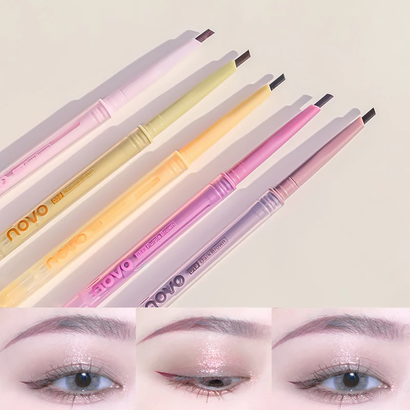 Three Scouts Pink Brown Eyebrow Pencil Waterproof Long-lasting Double-ended Eye Brows Enhancers Tint Silkworm Shade Makeup Eye L