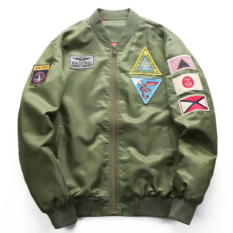 

MORUANCLE Fashion Mens Air Force Bomber Jackets With Patches Varsity Baseball Jacket Man Flight Pilot Outerwear Plus Size M-6XL