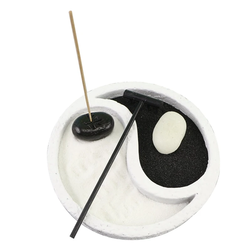 

Yin And Yang Tai Chi And Eight Diagrams Zen Garden Sand Table Black And White Round Landscape For Home Office Decor