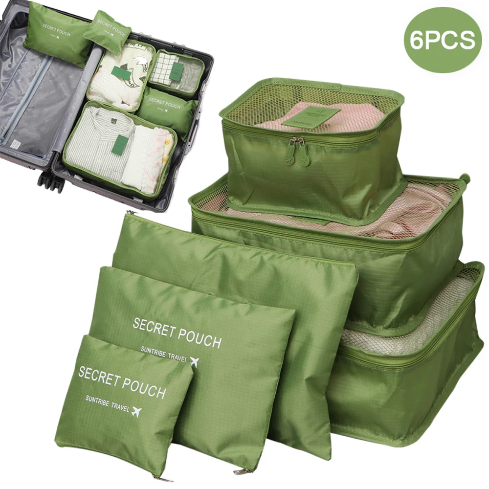 

6pcs Travel Bags Underwear Shoes Storage Bag Waterproof Clothes Suitcase Packing Bag Luggage Clothes Organizer Travel Organizer