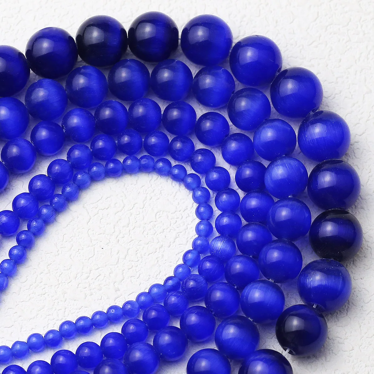 Бусина кошачий глаз синий натуральный гладкий камень свободные круглые