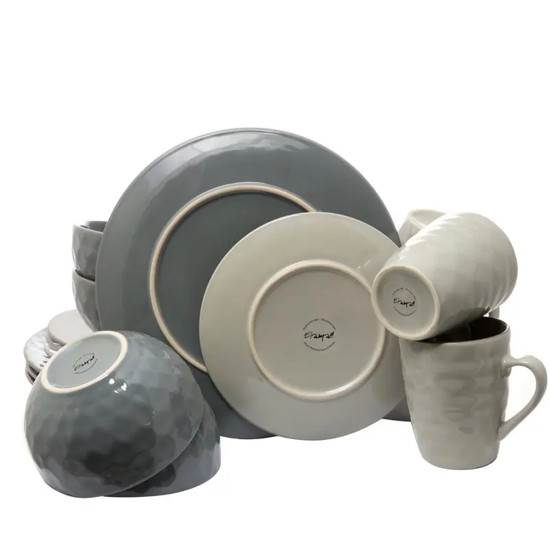 

Incredibly Elegant 16-Piece Misty Blue Pearl Dinnerware Set - Perfect for Any Occasion