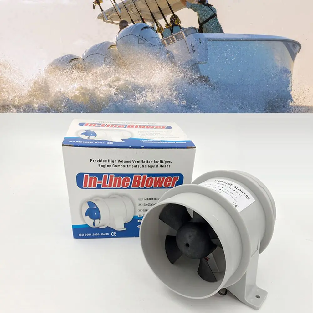 

12/24V Marine In-line Exhaust Blower Vent Fan Ventilation Hi-flow Boat Big