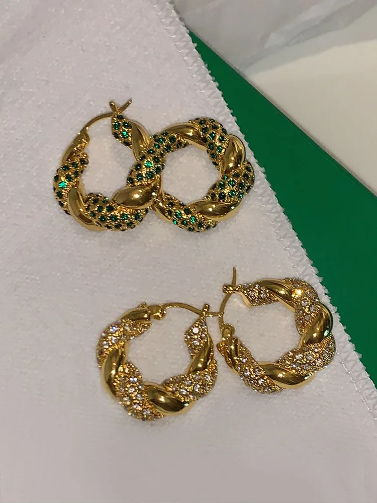 

Женские серьги-кольца с кристаллами, из латуни