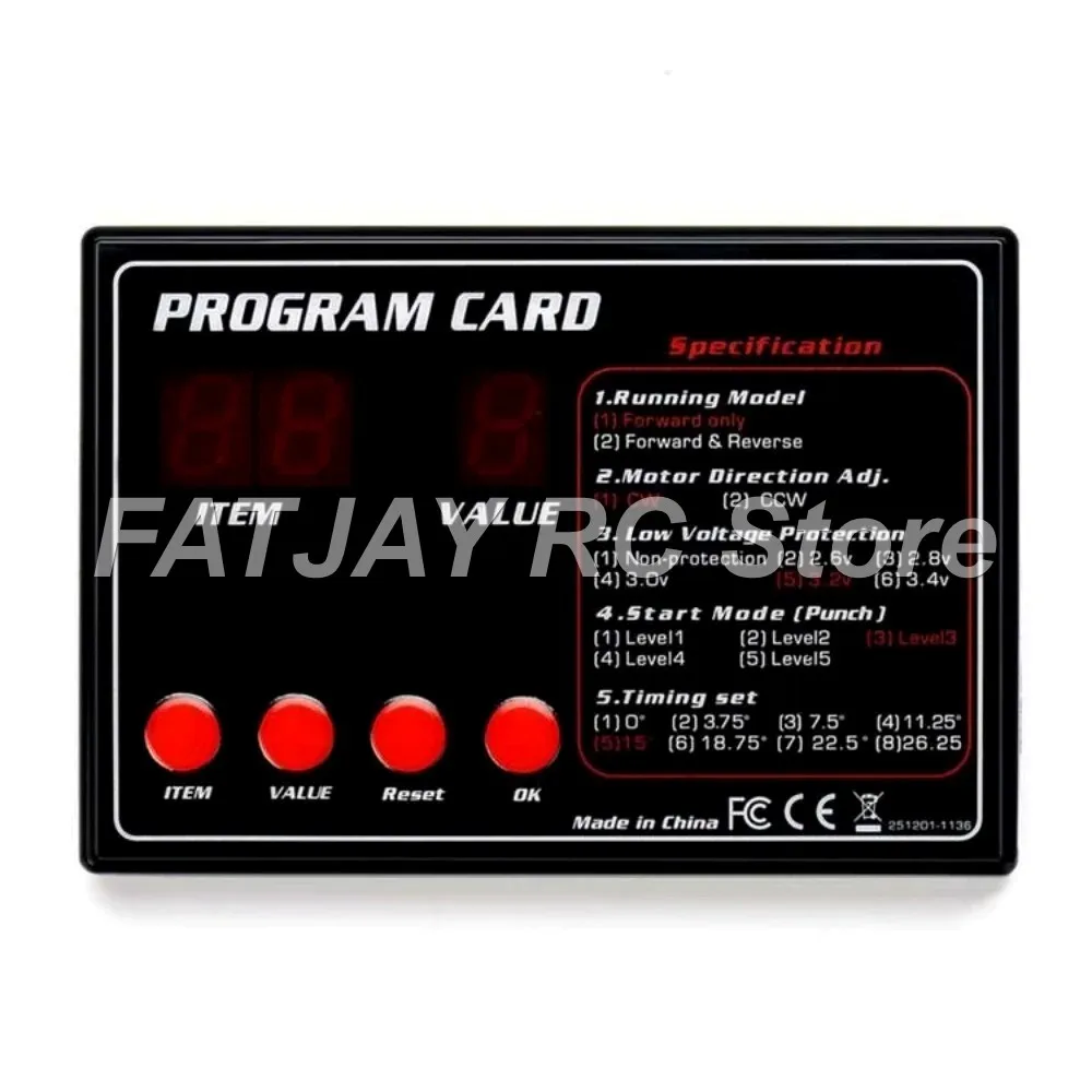 Фото Водонепроницаемый регулятор скорости 90A 6S ESC FATJAY, бесщеточный, 24В, металлический корпус, с программатором, защита от низкого напряжения, для радиоуправляемых моделей №4