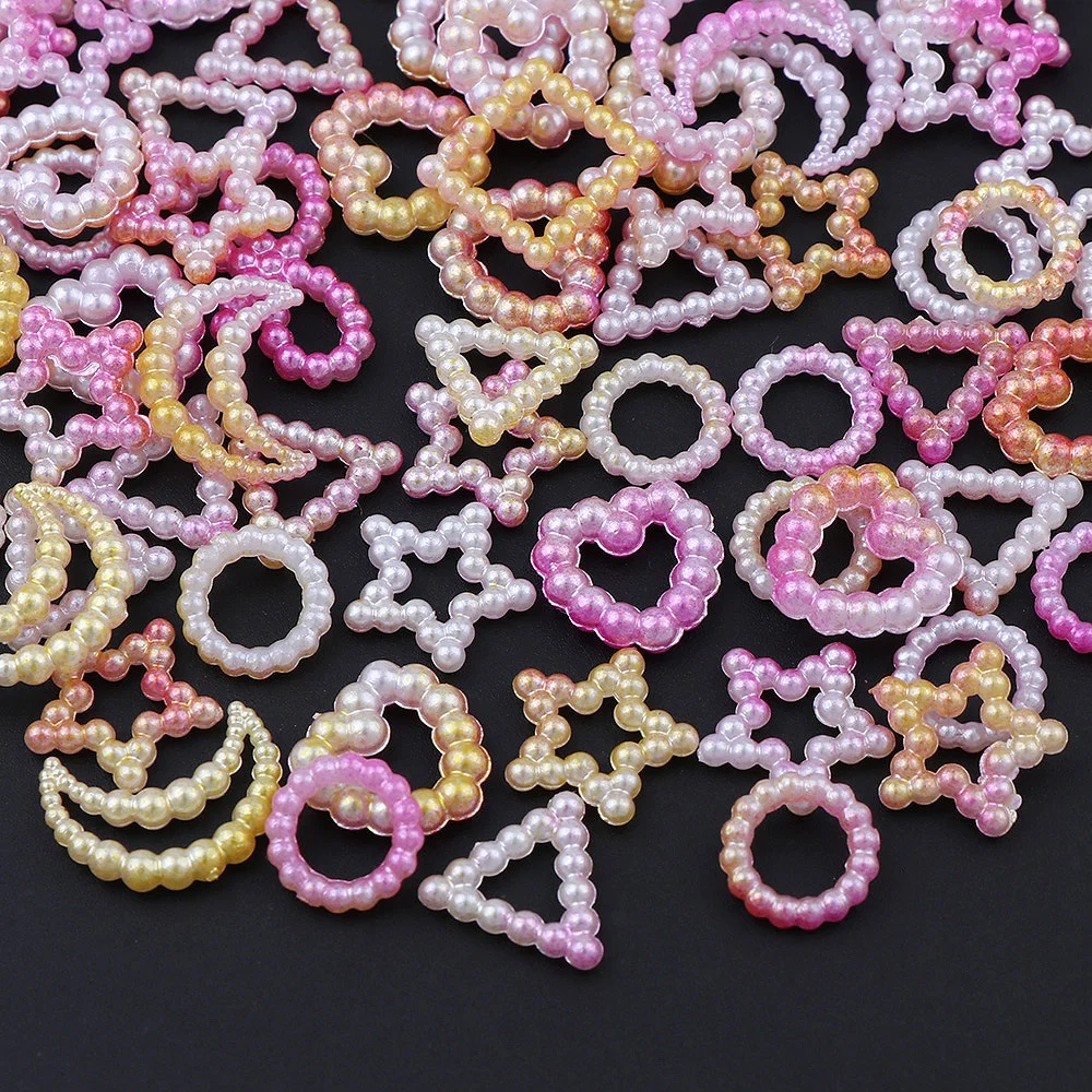 

100-160pcs/Bag Hollow Mixed Pearl Nail Art Charms White Pink Purple Pearl Star Bow Moon 3D Nail Decoration DIY Nail Accessories
