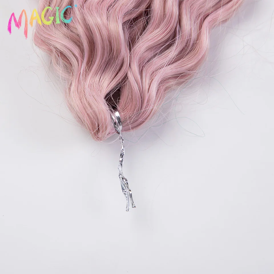 Magic Synthetic Hair Water Wave 24Inch Braid Hair Twist Crochet Hair Ombre Blonde Pink Deep Wave Braiding Hair Extension Cosplay