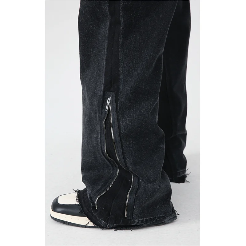 Streetwear Men Hip Hop Loose Straight Cylinder Casual Pants Versatile Comfortable Big Pocket Jeans 2022 Autumn and Winter Female