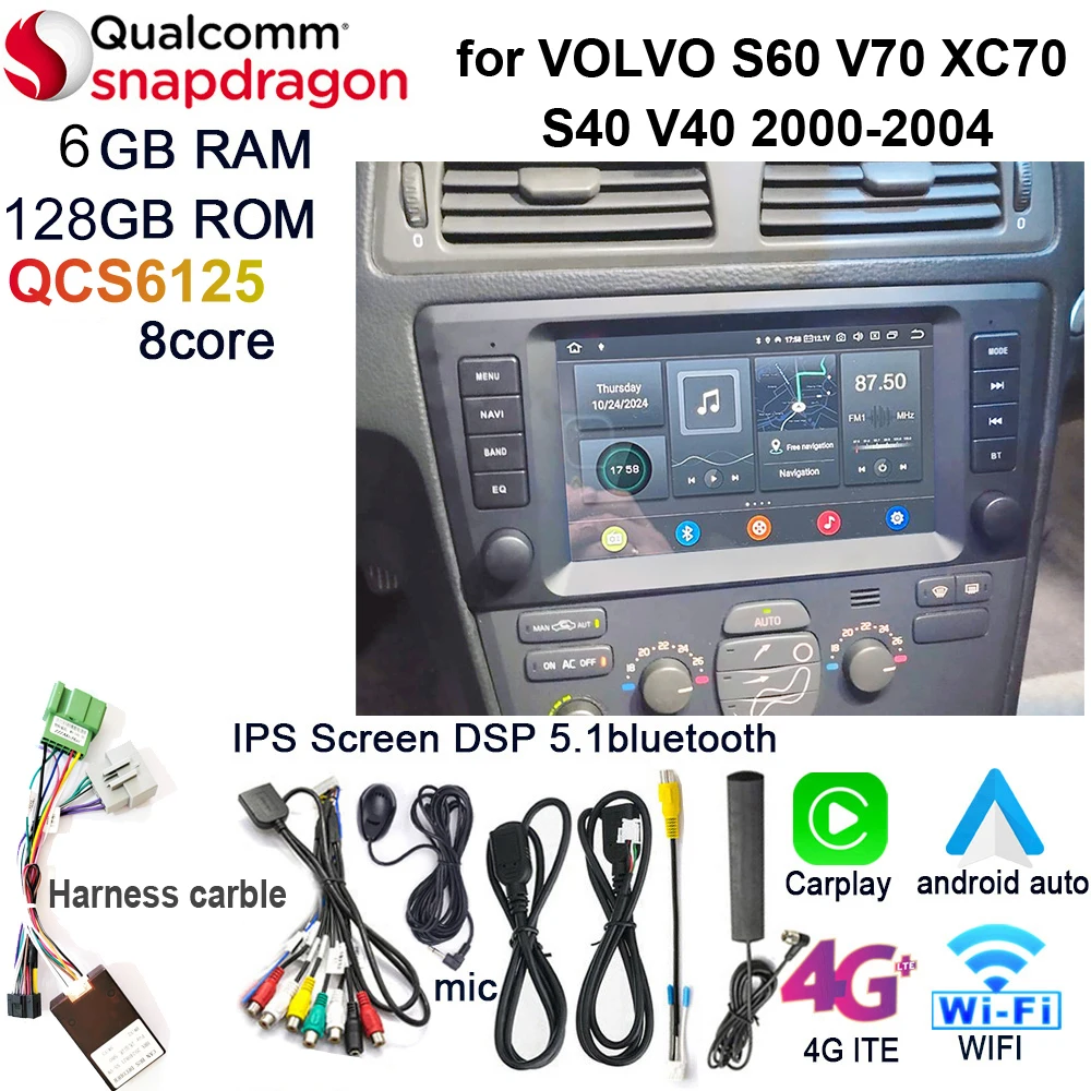 

Для VOLVO S60 V70 XC70 XC90 Carplay Android GPS Автомобильный Android-плеер Мультимедиа 2000 2001 2002 2003 2004 Оригинальный Styel OEM Стерео
