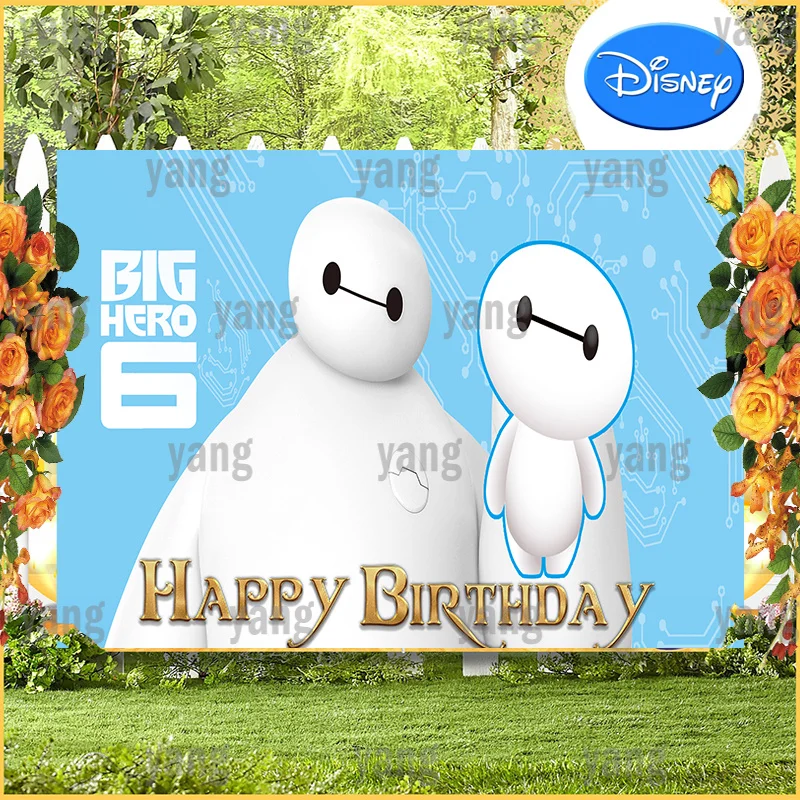 Cartoon Cloud Blue Birthday Party Brave Big Red Hero Baymax Disney Backdrop Boy Baby Shower Decoration Cake Table Background