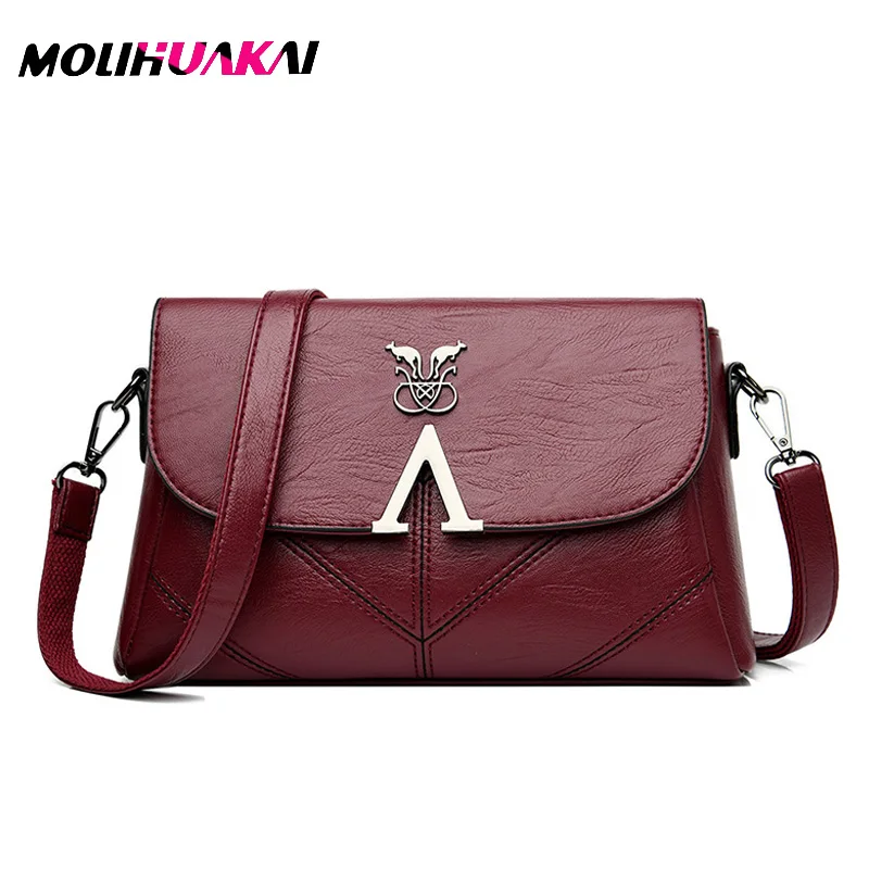 

Molihuakai Luxury Handbags Women Bags Designer 2022 PU Women Leather Messenger Bags A Main Crossbody Shoulder Bag Female Flap
