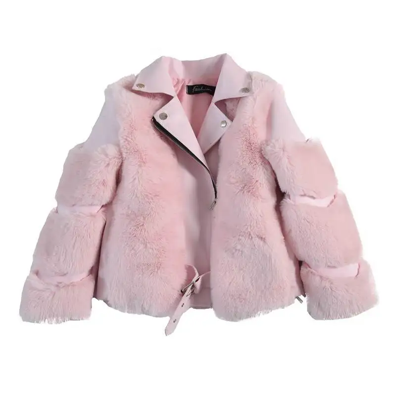 

2022 Warm Casual Kids Overcoats Windproof PU Children Coats Thick Autumn Baby Girls Fur Jackets Thicken Teen Girl Windbreakers