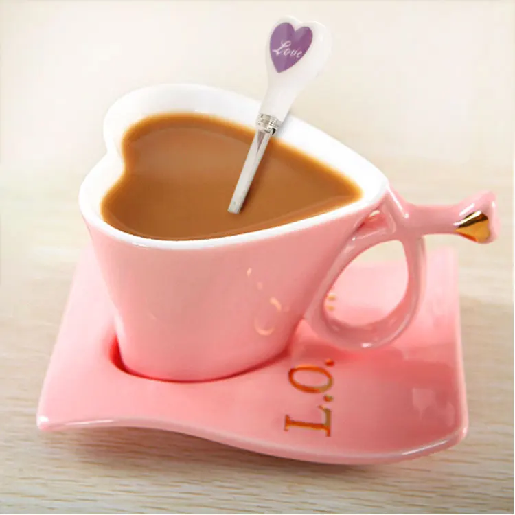 

Heart-shaped Pink Creative Mug Teacher's Day Gift For Girlfriend Teacher Practical Gift Box Office Coffee Milk Breakfast Cup2022