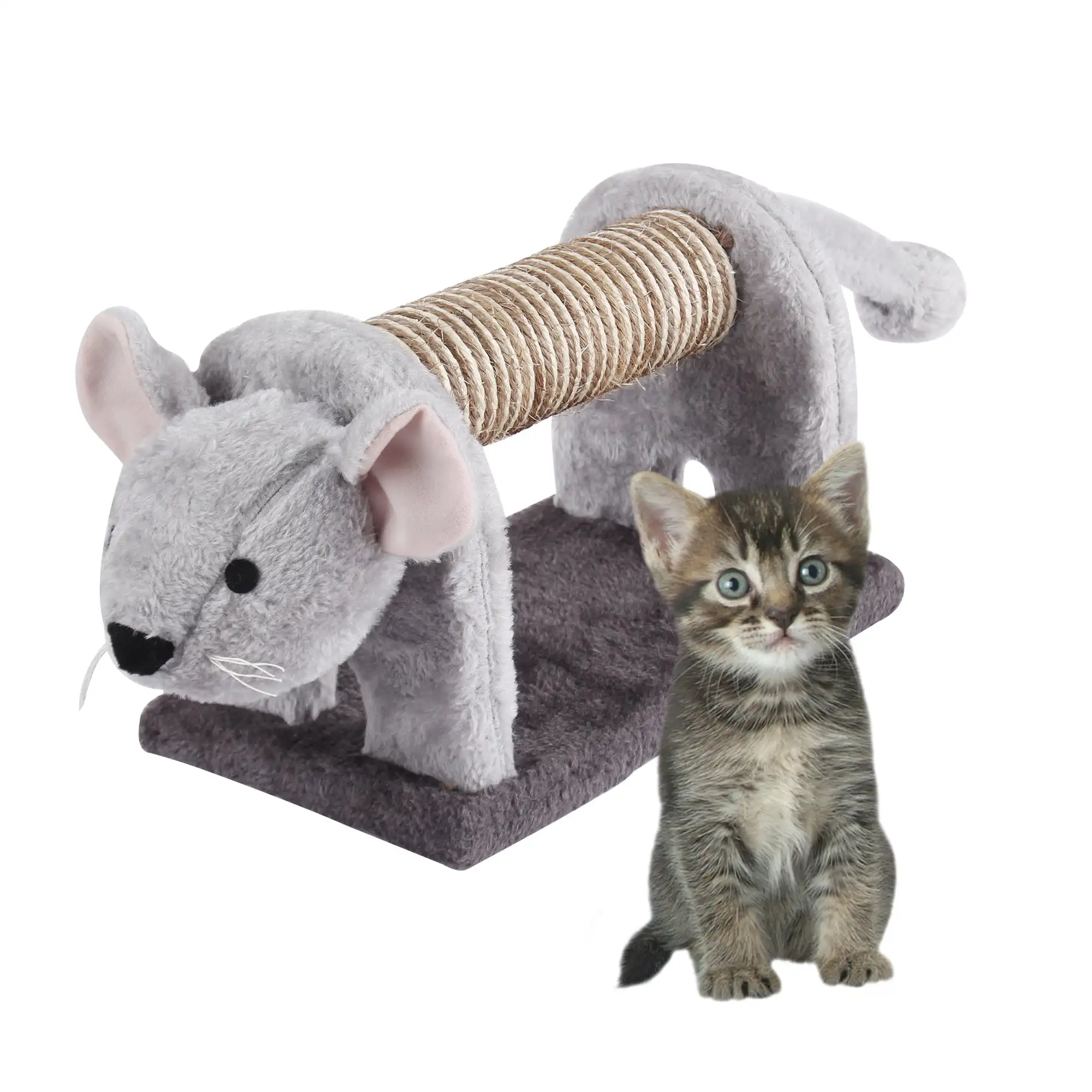 

7" Fabric Scratching Post with Natural Sisal Rope, Gray