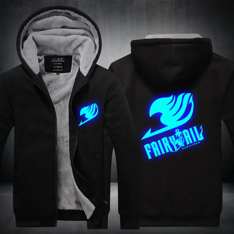 Anime Sweatshirt Fairy Tail Zip Hooded Sweatshirts Harajuku Hoodie Long Sleeve Hoodies Black Pullovers Unisex Men Women Clothes