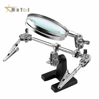 welding solder magnifying glass with led light 3x 4 5x 25x lens auxiliary clip loupe desktop magnifier third hand tool