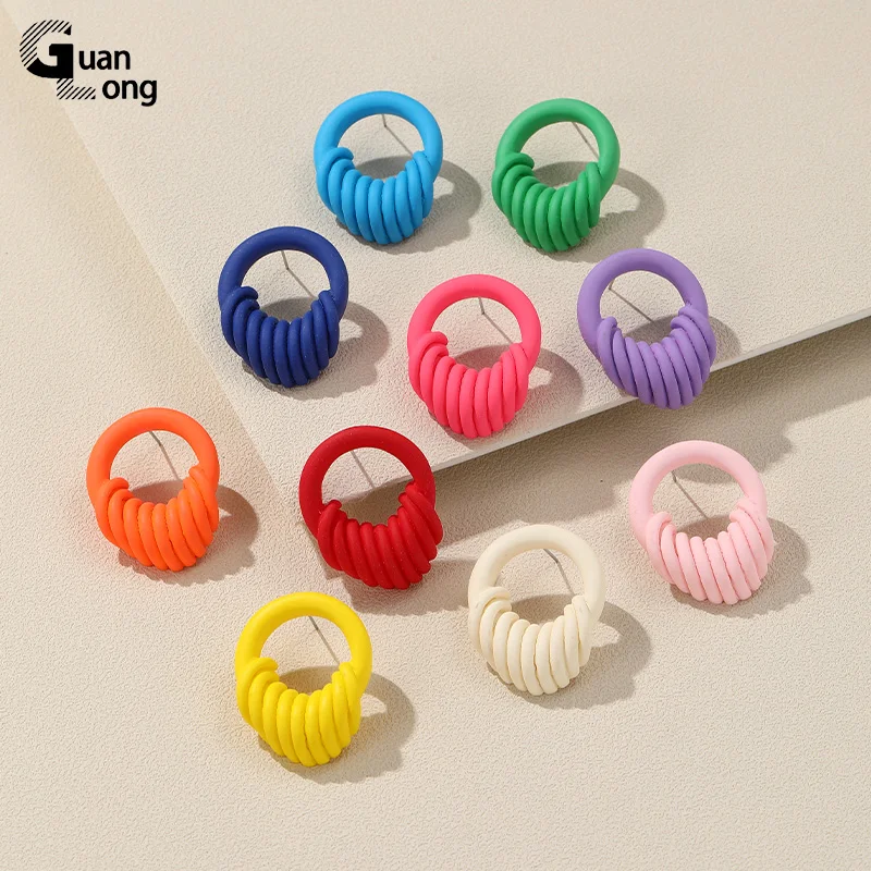 

GuanLong Korean Geometric Hanging Drop Earrings For Women Long Big Cute Earring Grils Kids Party Resin Clay Round Trendy Jewelry