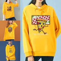 cute monster print hoodies female pocket long sleeve womens sweatshirt loose all match pullover clothes fashion tops streetwear