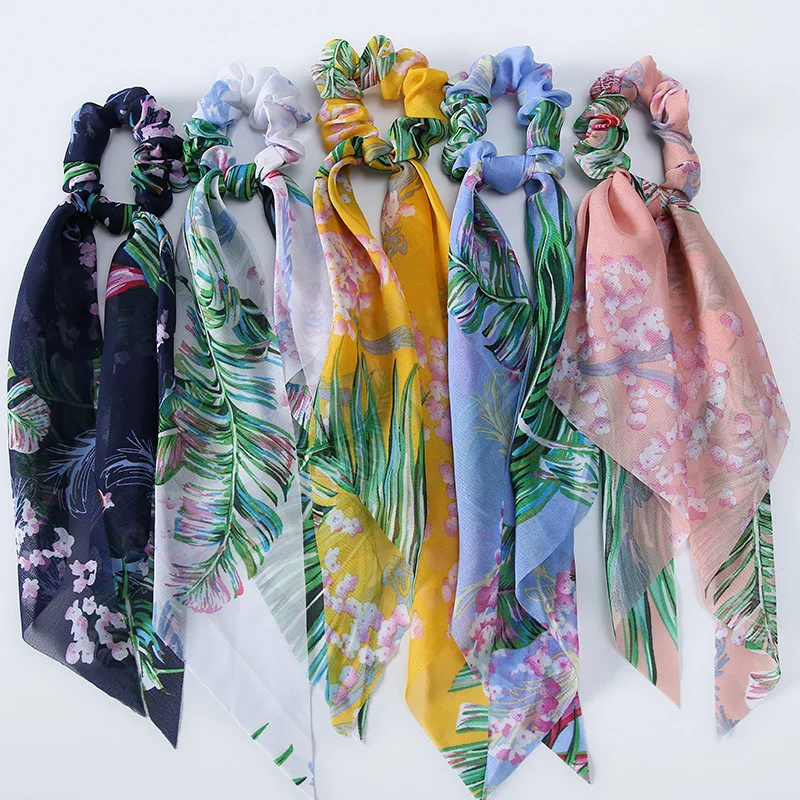 

Fashion Solid Color Scrunchies Beach Long Hair Rope Hair Ties For Women Ponytail Scarf Sweet Elastic Hair Band Hair Accessories