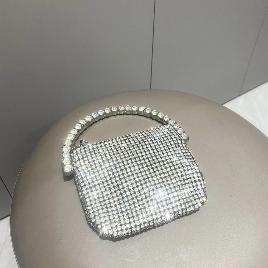 Женская сумка-ведро со стразами сумка для выпускного вечера с блестящей цепочкой