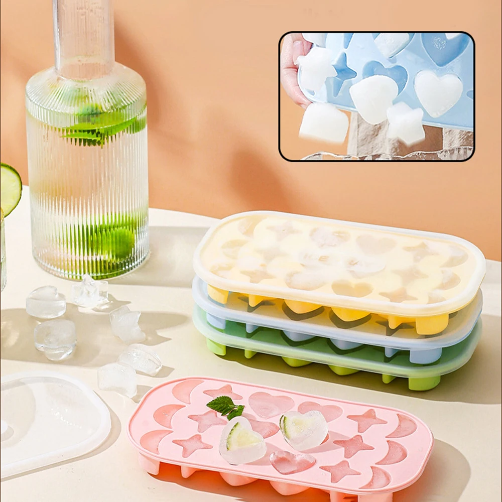 

Dustproof Love Moon Ice Box Low Temperature Resistant Silicone Ice Tray Soft Ice Maker Kitchen Tool Creative Grid Mold
