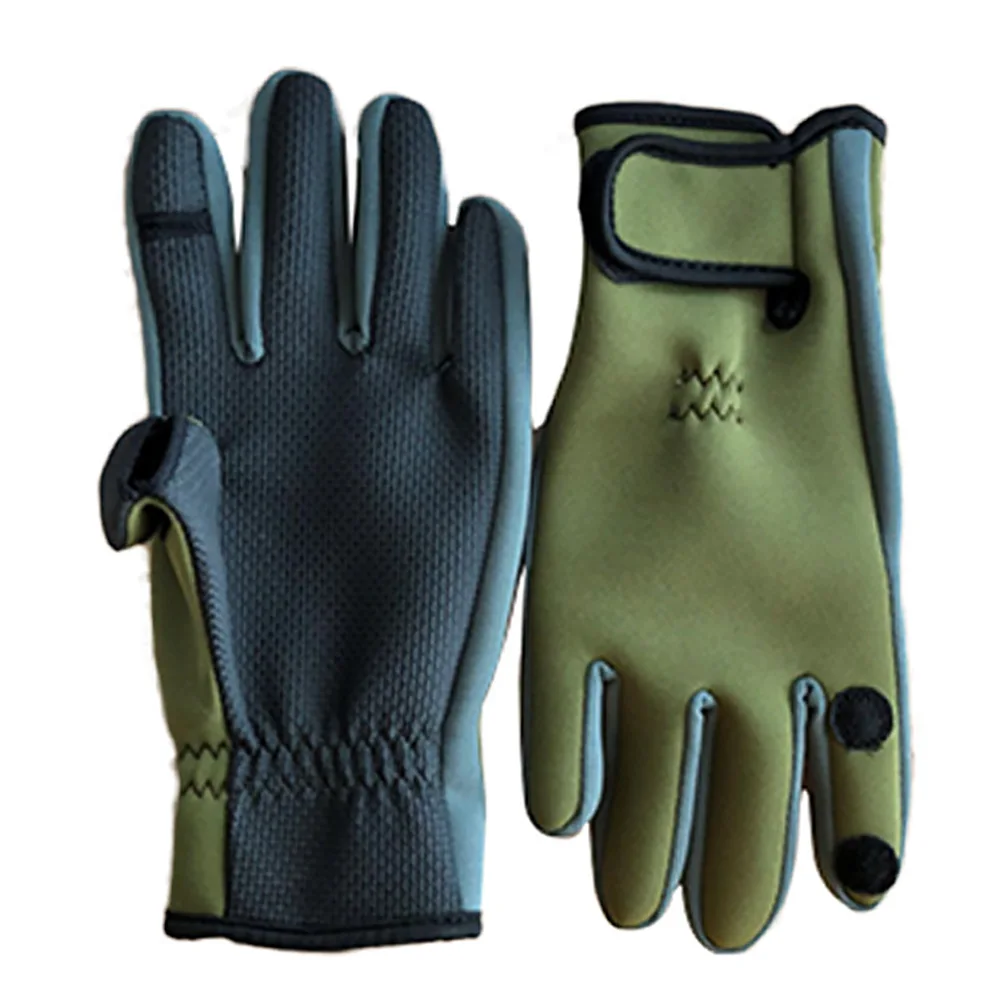 

Portable Sports Anti Slip Mitten Protective Waterproof Warm Outdoor Cycling Three Fingers Cut Camping Fishing Gloves Winter