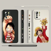 cartoon one piece luffy for xiaomi redmi note 11 11s 10 10s 9 9s 9t 8 8t 7 5 pro 4g 5g liquid left rope phone case cover capa