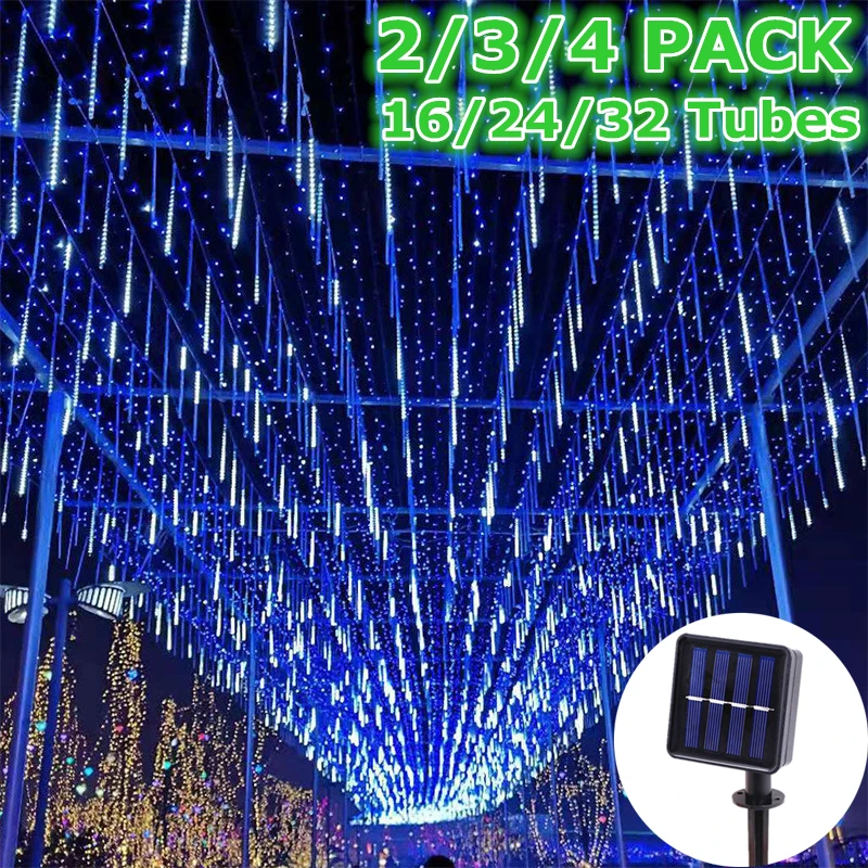 

32/16 Tubes Solar LED Meteor Shower Rain Lights Outdoor Solar Lights Waterproof Street Garland New Year Christmas Garden Lights