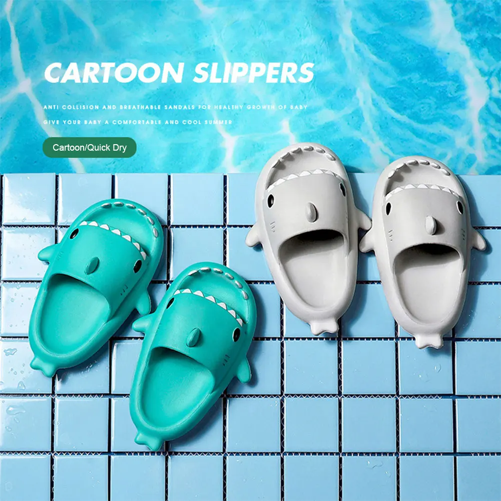 

2022 Platform Cute Shark Slippers Women Men Indoor Bathroom Slides Couples Summer Shoes Soft EVA Female Male Beach Flip Flops