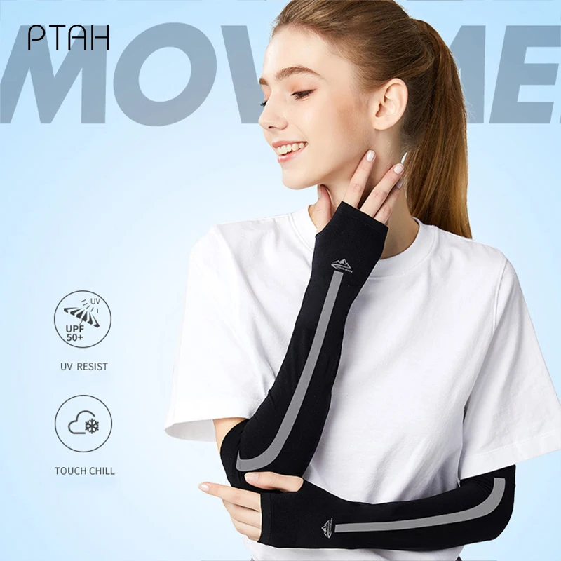 

[PTAH] Sports Arm Warmer Women Skin-friendly Comfortable Arm Sleeves Summer Breathable Gloves Anti-UV Sun Protection Outdoor