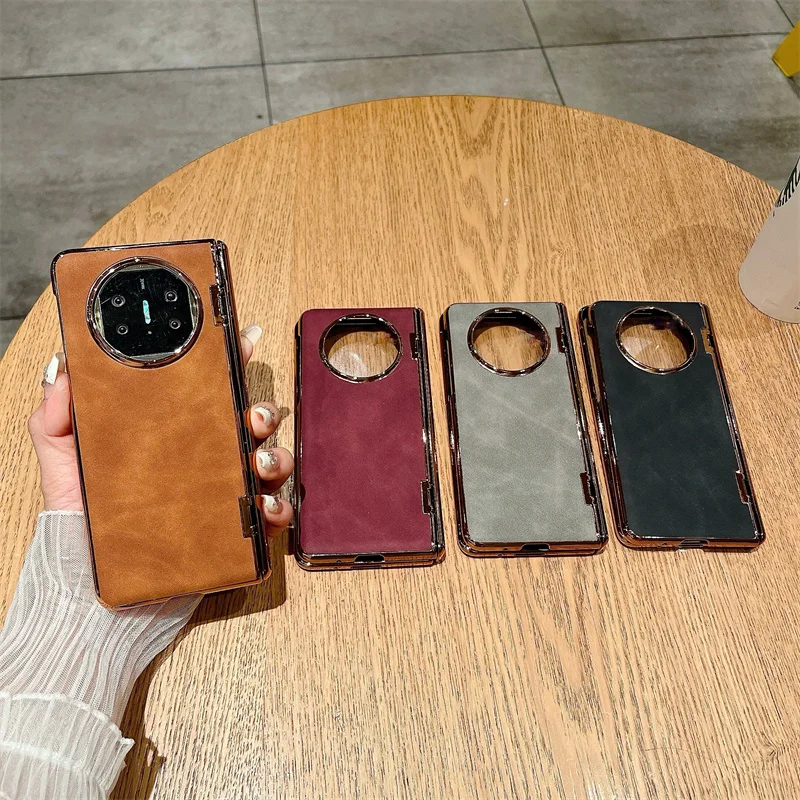 Роскошный кожаный матовый чехол для телефона Huawei Mate X5 X3 ударопрочный с рамкой и