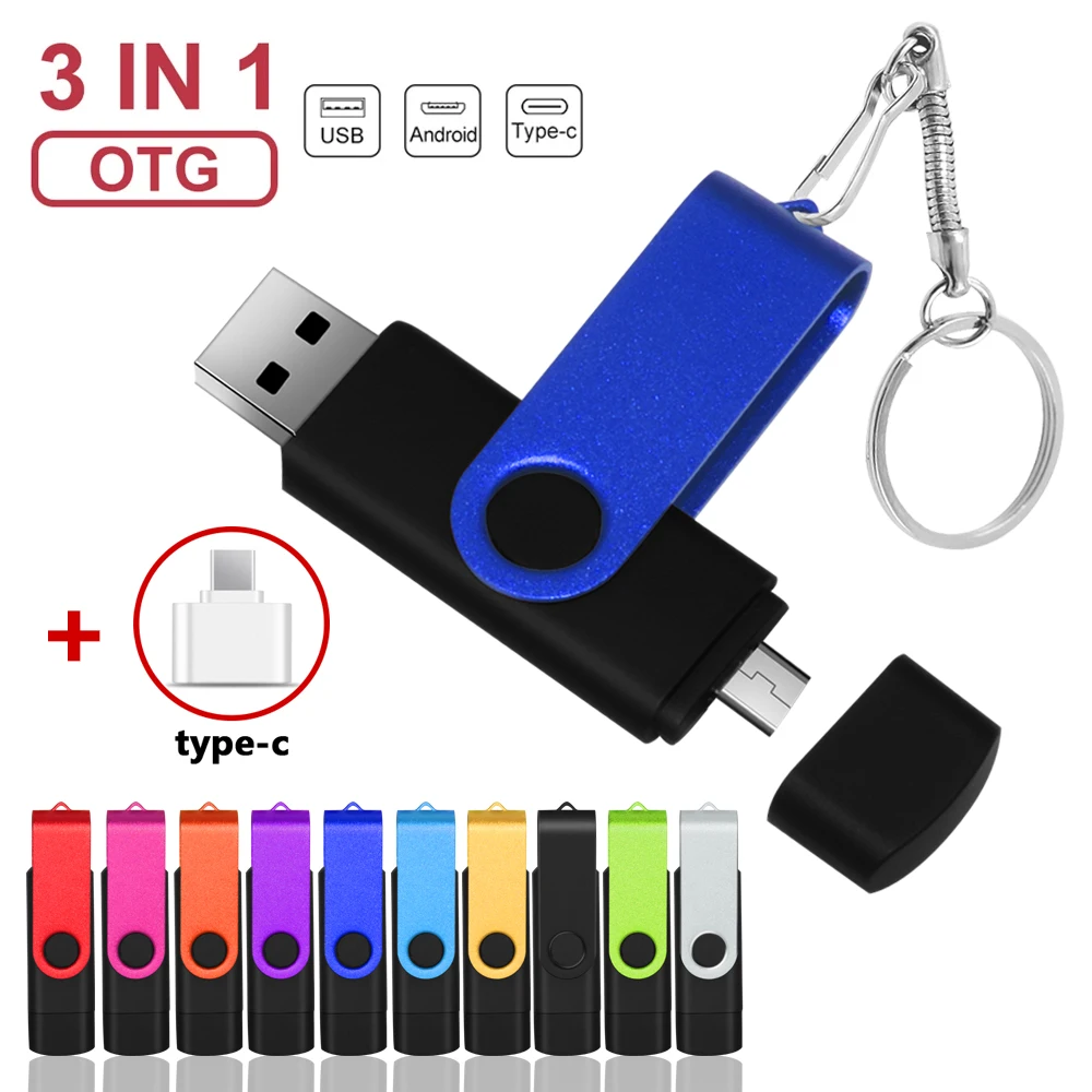 

Высокоскоростной USB флэш-накопитель OTG, флэш-накопитель 128 ГБ, 64 ГБ, Usb-Флешка 32 Гб, 256 ГБ, флэш-накопитель для Android Micro/PC с пользовательским логот...