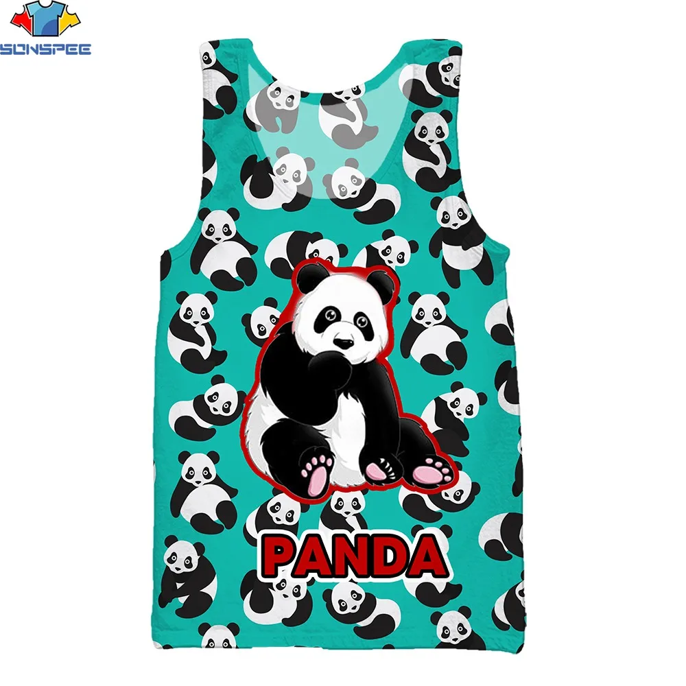 

SONSPEE 3D Print Men's Muscle Vest Cartoon Animal Panda Head Summer Sports Fitness Running Leisure Street Tank Top Womens Lovely