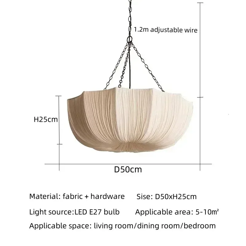 

Japanese Wabi Sabi Retro Fabric Pendant Lights Living Dining Room Chandelier Lighting Home Decor Bedroom Lustre Led Hanging Lamp