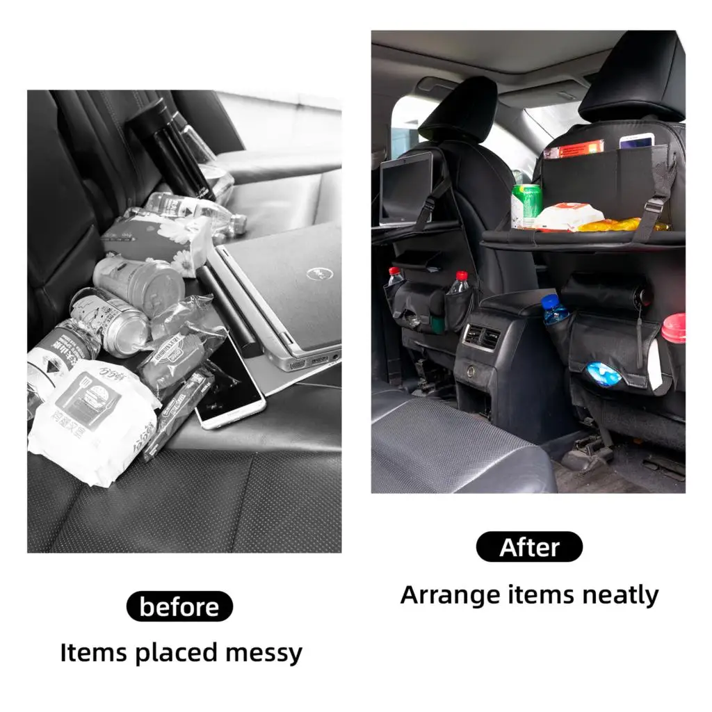 Кожаная сумка-Органайзер на спинку сиденья автомобиля складной столик дорожная