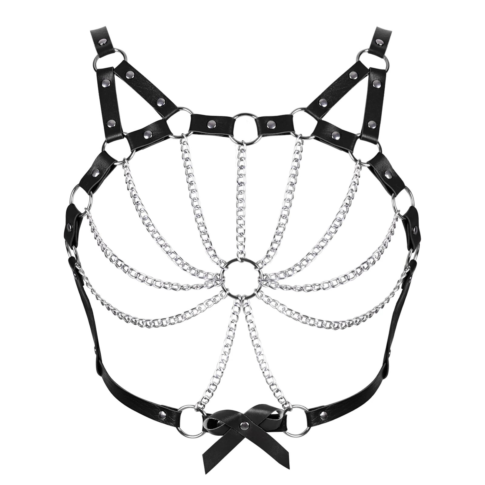 

Pastel Goth Sexy Lingerie Bondage Body Harness Learther Crop Top Cage Bra Bra Cage Fetish Body Harness Belt Rave