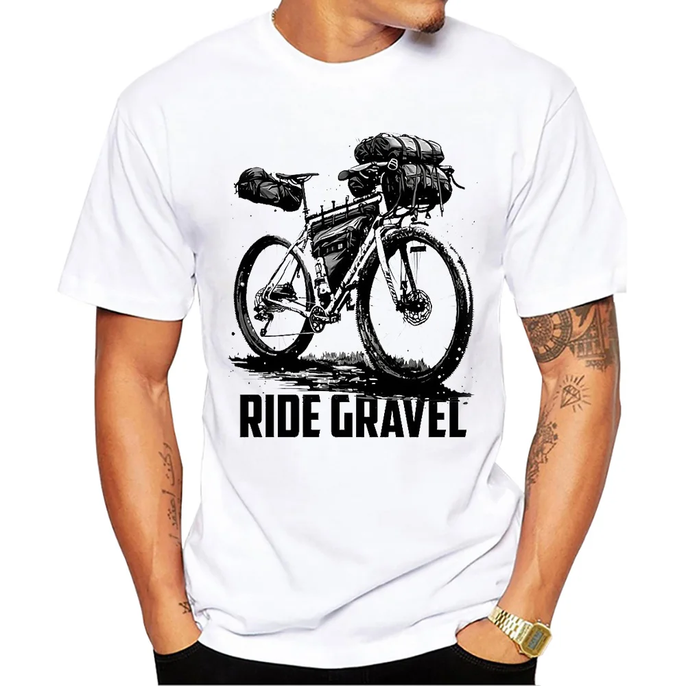 Teehub Vintage Fahrrad Verpackung Herren Tops fahren Kies Druck T-Shirt Mountainbike Männer T-Shirts altes Fahrrad männlich lässig T-Shirt – Detail 4